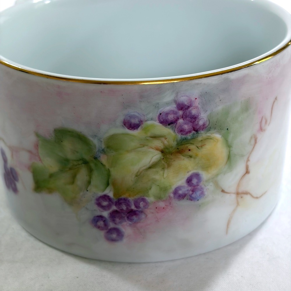 Hand Painted Porcelain Wine Coaster with Matching Grape Vine Cork Stopper Rare - Picture 8 of 13
